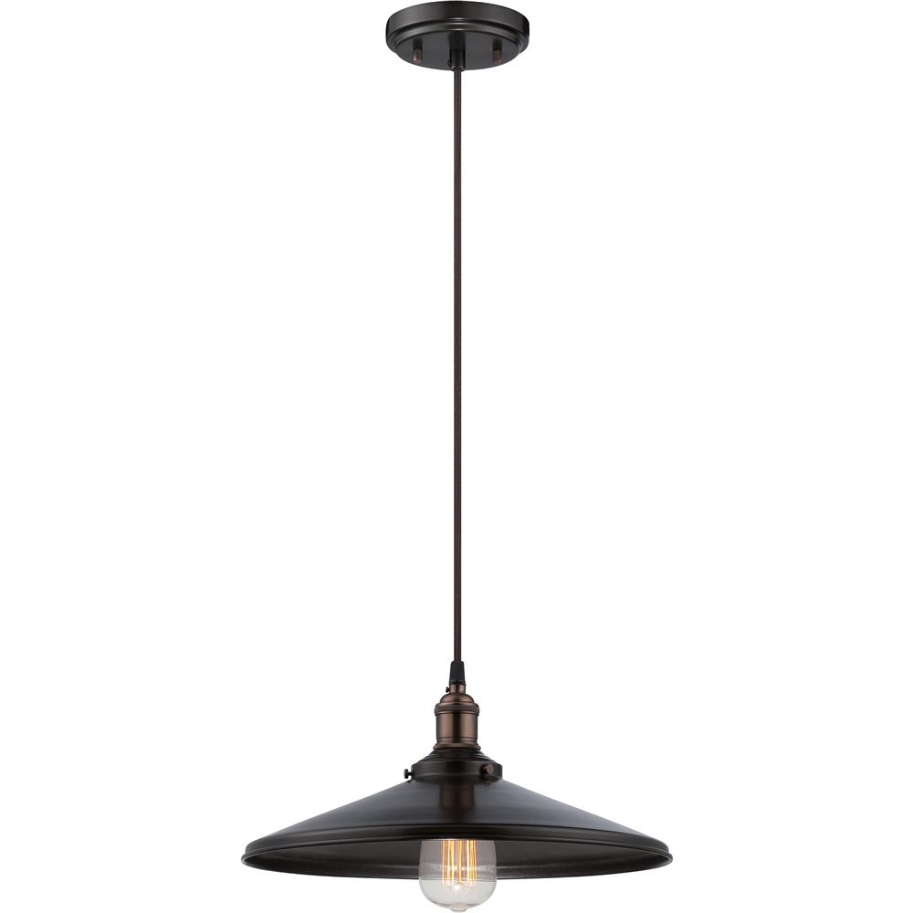 Nuvo Lighting 60/5509  Vintage - 1 Light Pendant with Matching Shade - Vintage Lamp Included in Rustic Bronze Finish